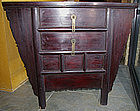Chinese Qing Lacquered Elm Wood Two-Drawer Coffer Chest