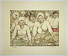 Japanese Colored Etching Korea - Willy Seiler Haggling
