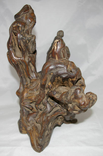 Chinese Qing Root Wood Scholar's Desk Sculpture Sanxing Star Gods