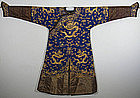 Chinese Qing Gold-couched Silk Manchu Eight Dragon Robe