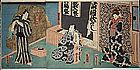 Japanese Edo Woodblock Print Triptych - Kunisada Actor
