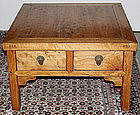 Chinese Qing Elm Wood Low Square Table Four Drawers