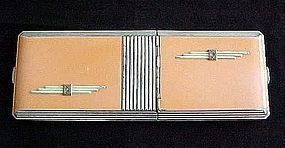 Art Deco Cigarette Case and Powder Compact - Chrome and Enamel