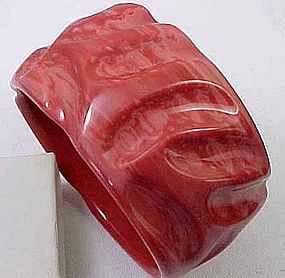 Wide French Resin Coral Bangle