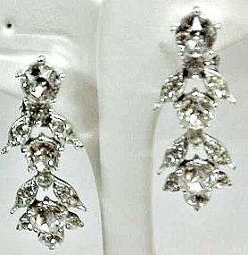 Bogoff Clear Rhinestone Dangle Earrings