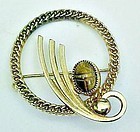 Catamore 12K GF Circle Brooch with Scarab