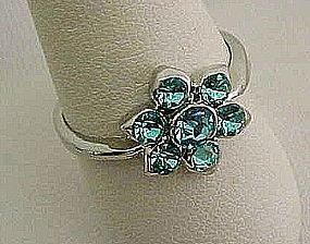 Pretty Blue Glass Cluster Ring