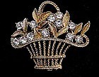 Pretty Clear Rhinestone Basket Brooch