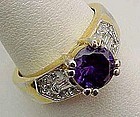 Pretty Simulated Amethyst and Diamond Ring