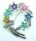 Rhinestone and Enameled Spring Colors Circle Brooch