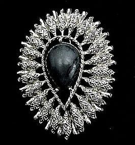 Sarah Coventry Brooch - Silver Colored and Gray