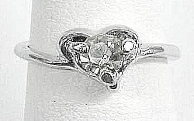 Tiny Heart Shaped Rhinestone Ring - Size 6