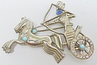1940s Pot Metal Warrior and Chariot Brooch