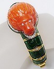 Hattie Carnegie Lion's Head Hinged Bangle Bracelet