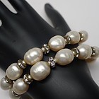 Vendome Double Row Pearl & Rhinestone Bracelet