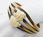 Art Deco Celluloid Bangle With Detailed Cameo