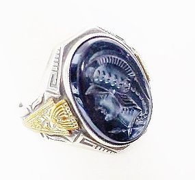 Sterling and Vermeil Black Intaglio Ring