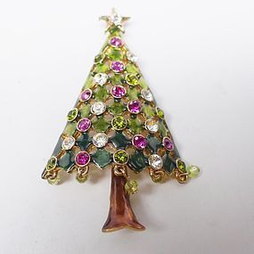 Large Multicolored Christmas Tree Brooch