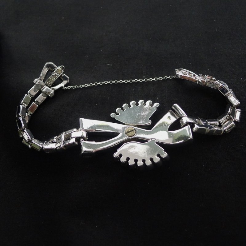 Mazer Bros Clear Rhinestone Necklace and Bracelet Parure