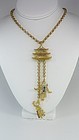 KJL Long Asian Themed Figural Necklace