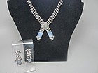 Clear Rhinestone Set with Opaque Blue Gllass Ends