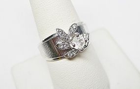 Silver Colored Rhinestone Cocktail Ring - Looks Real