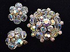 Sparkling Aurora Borealis Crystal Pin and Earrings