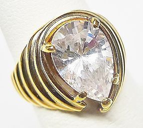 Large Pear Shaped CZ Cocktail Ring