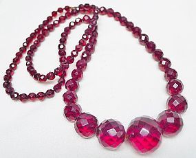 Art Deco Cherry Amber Bakelite Graduated Beads - 27"