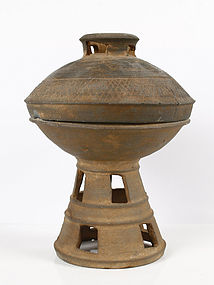 Ancient Korean Silla Period Pottery Pedestal bowl