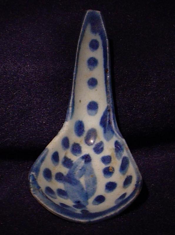 19th Century Blue and White Chinese Porcelain Spoon