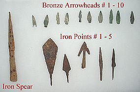 Bronze and Iron Arrowheads from Europe
