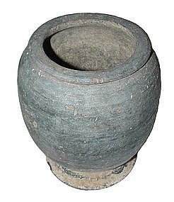 Ancient Khmer Culture Black Pottery Vessel