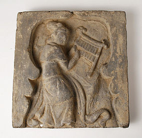 Han Dynasty Grey Pottery Tile with Musician