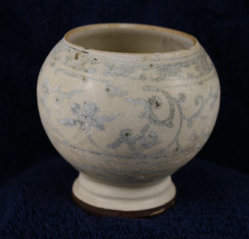 Unique Globular Hoi An Blue and White Porcelain Pot