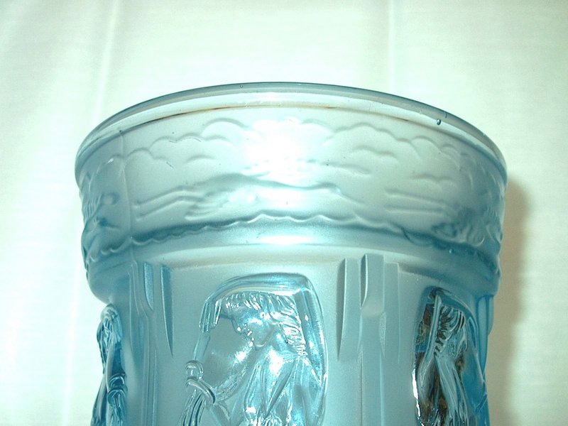 Lalique Style Blue Glass Vase