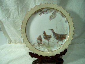 Doulton Burslem Three Bird Cabinet Plate 1888