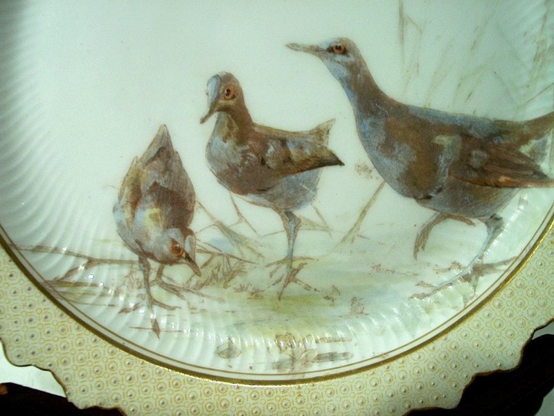 Doulton Burslem Three Bird Cabinet Plate 1888