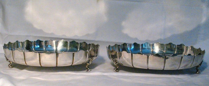 Rare Pair of George II Silver Strawberry Dishes