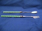 Edwardian Silver Pickle Fork and Olive Spoon