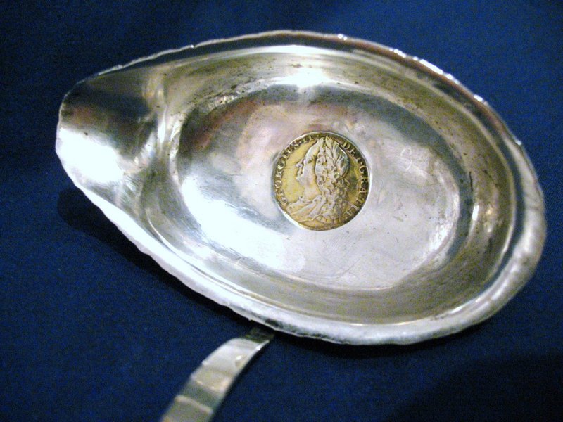 Georgian Silver Toddy Ladle; George II Coin