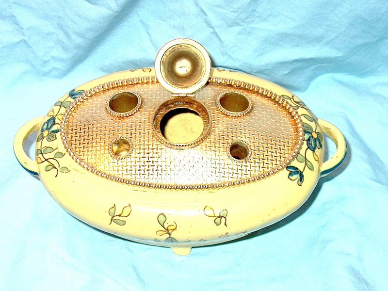 French Faience Yellow  Inkstand