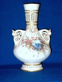 Large Royal Worcester Hand Painted Vase 1888