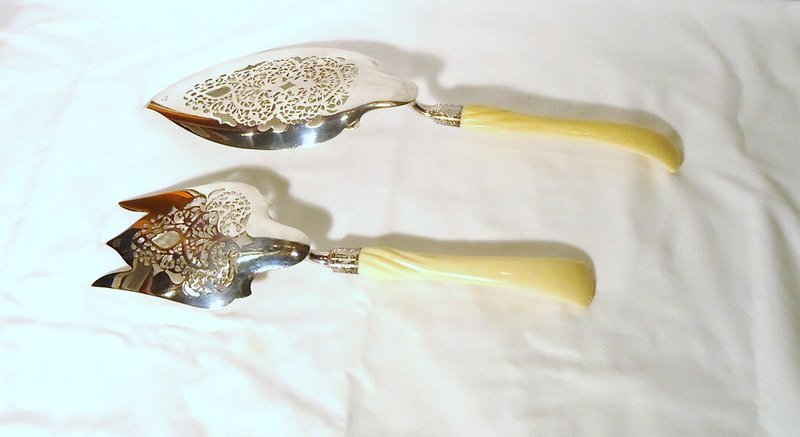 Notable Gorham Sterling Silver Fish Set Ivory Handles