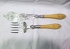 Large Victorian Sterling Fish Servers Ivory Handles