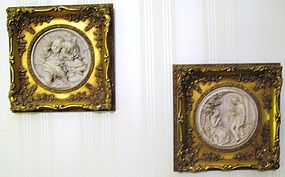 Pair of French Bisque Relief Plaques