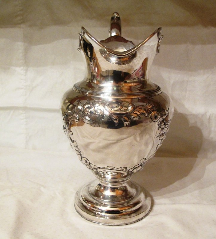Stately Gale, Wood and Hughes Coin Silver Pitcher