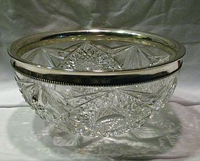 American Brilliant Period Crystal, Sterling Center Bowl