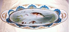 Large Limoges Porcelain Hand Painted Fish Set