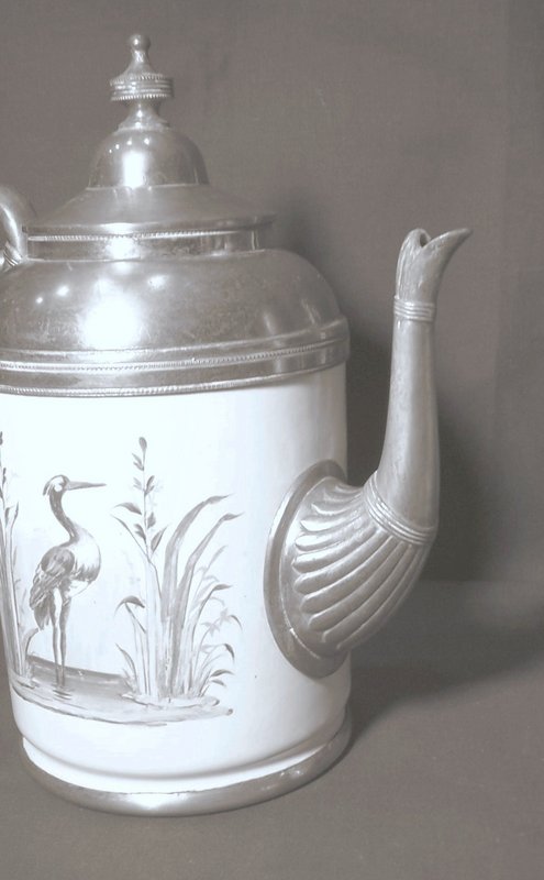 French Enamel and Pewter Tea Pot